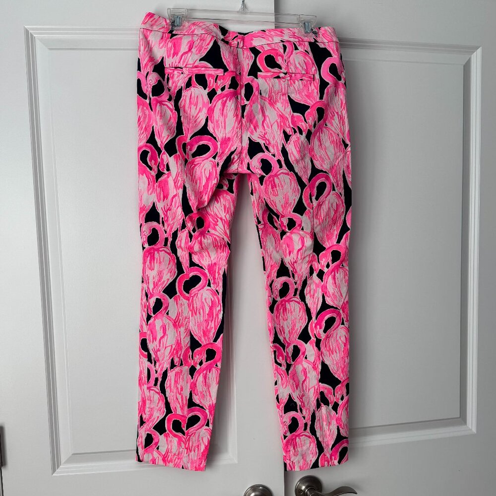NWOT Lilly Pulitzer Kelly Skinny Ankle Pant High Tide Navy Via Amor Flamingo 8 - Picture 2 of 7
